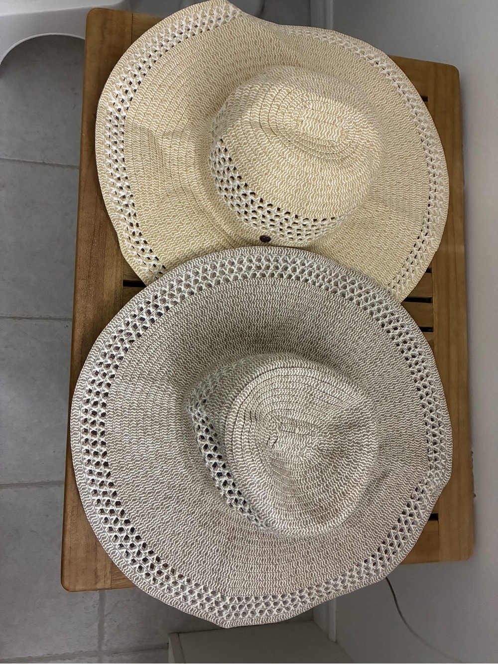 NWT CALIA by Carrie Underwood floppy Wide-Brim Woven Sun Hat in Cream Natural